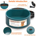 Heated Water Bowl for Dog Cat 74.4OZ Heating Water Dish IP67 Waterproof Thermal Water Bowl Heated Pet Bowl Dog Cat Water Feeder Bowl for Dog Cat Rabbi