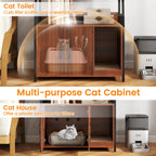 Cat Litter Box Enclosure with Storage Shelves and Scratching Pad