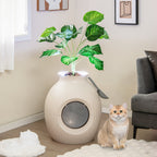 Smart Plant Cat Litter Box with Electronic Odor Removal & Sterilization-Beige