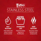 Jeffers Pet Embossed No-Tip Anti-Skid Stainless Steel Pet Bowls for Dogs, Cats, Puppies, Kittens – Rubber Base, Food & Water Feeding Dish for Home, Travel, Camping, Kennel
