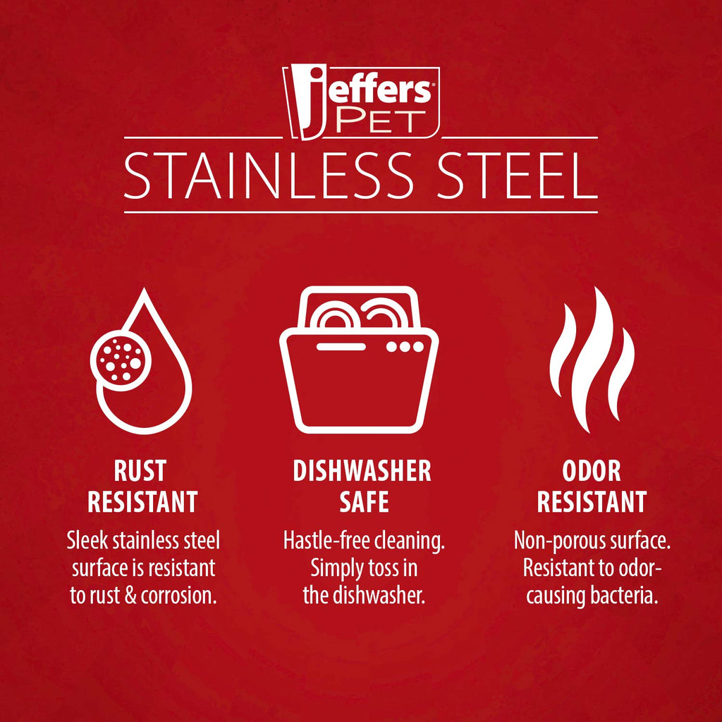 Jeffers Stainless Steel Embossed Wide-Lip Food & Water Pet Bowls